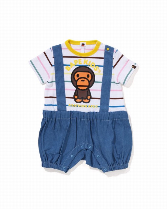 Bodysuit Bape Hoop Milo Suspenders Layered Rompers Niños Blancas | PXWRG-0537