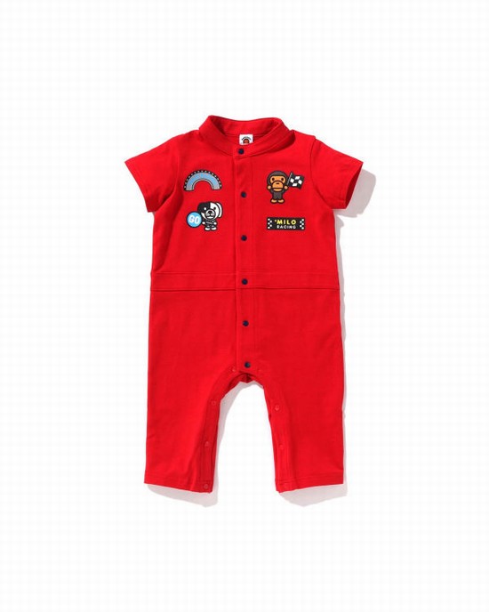 Bodysuit Bape Milo Carreras Romper Niños Rojas Claro | PTSGL-0328