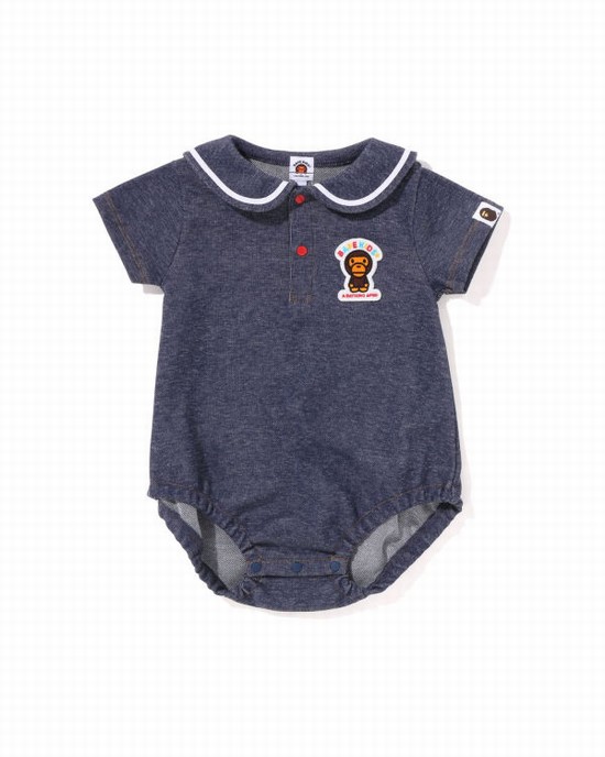 Bodysuit Bape Milo Jersey Denim Sailor Collar Niños Azules | DEHNB-4982