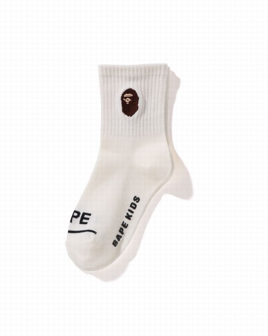 Calcetines Bape Ape Head Acanalado Niños Blancas | JRTPA-6297