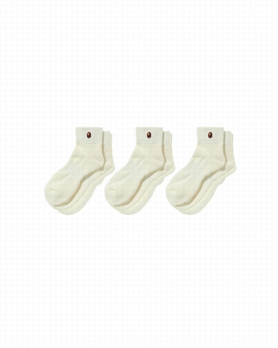 Calcetines Bape Ape Head One Point Ankle Hombre Blancas | IQTRG-6174