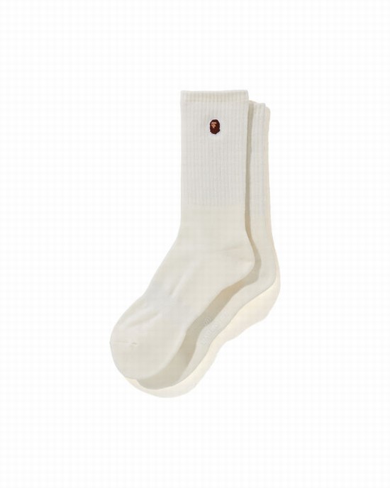 Calcetines Bape Ape Head One Point Hombre Blancas | RDFIY-6189