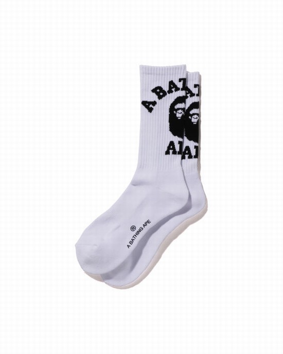 Calcetines Bape College Hombre Blancas | SENDP-8362