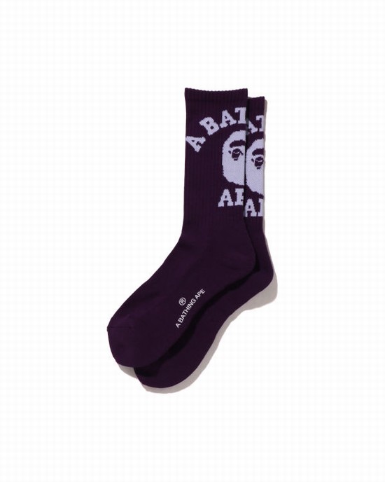 Calcetines Bape College Hombre Moradas | BHUNK-9462