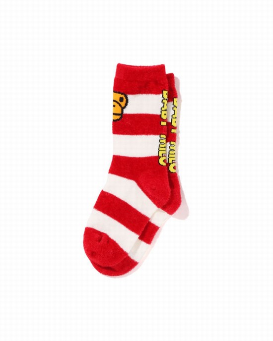 Calcetines Bape Hoop Milo Face Niños Rojas Claro | FDWKO-3289