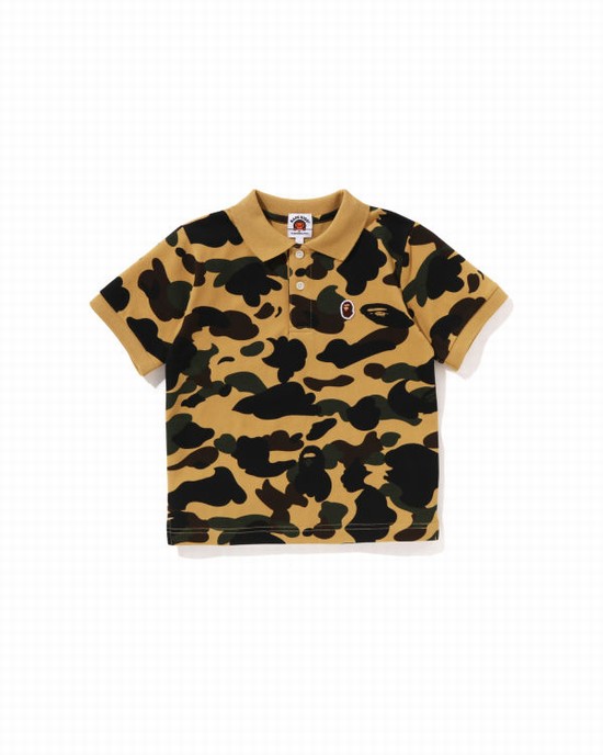 Camisas Bape 1st Camo One Point Polo Niños Amarillo | GZLTJ-0654