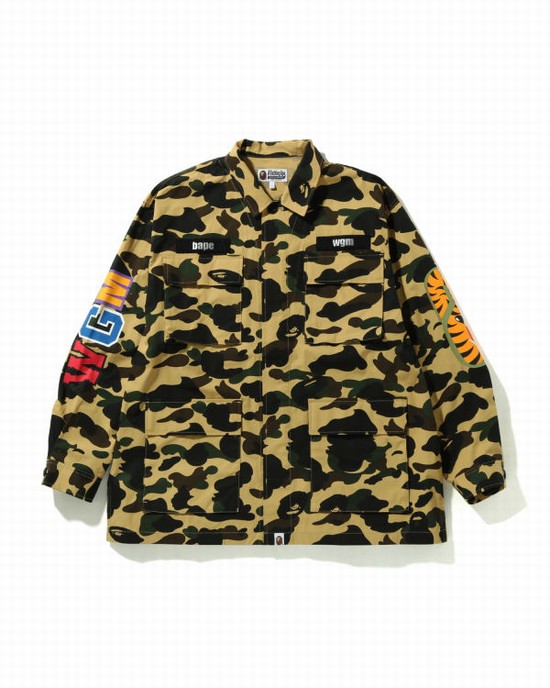 Camisas Bape 1st Camo Shark Relaxed Fit Military Hombre Amarillo | RWMEX-5089