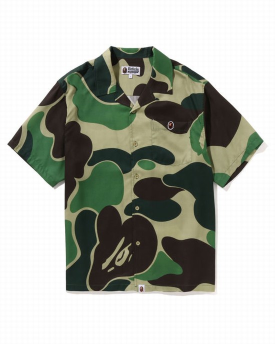 Camisas Bape ABC Camo Open Collar Hombre Verde | MSNJL-3609