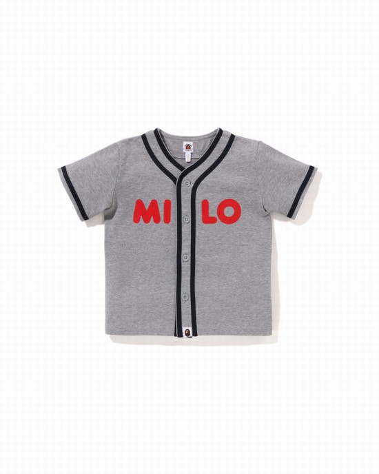 Camisas Bape Milo Baseball Niños Gris Oscuro | XSCKY-1523