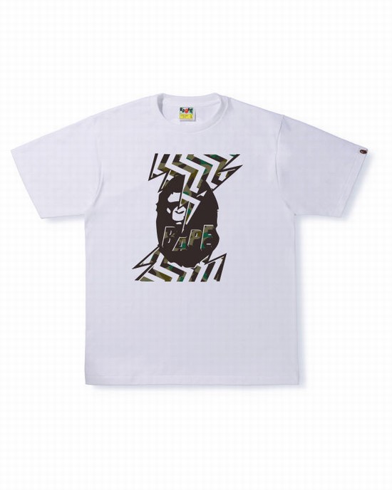 Camiseta Bape 1st Camo Lightning Ape Head Hombre Blancas | KESWU-1985