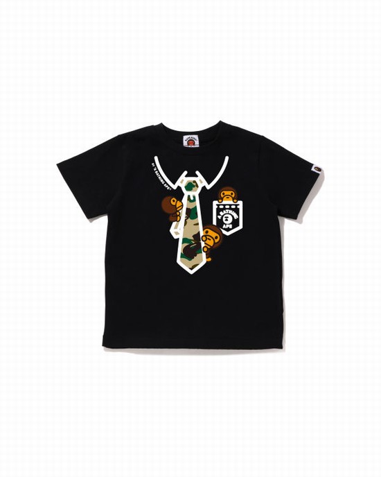 Camiseta Bape 1st Camo Milo Neck Print Niños Negras | LKNEB-4519