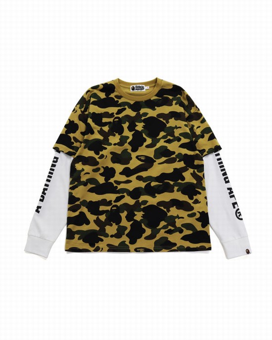 Camiseta Bape 1st Camo Oversized L/S Mujer Kaki | ZNAVI-2987