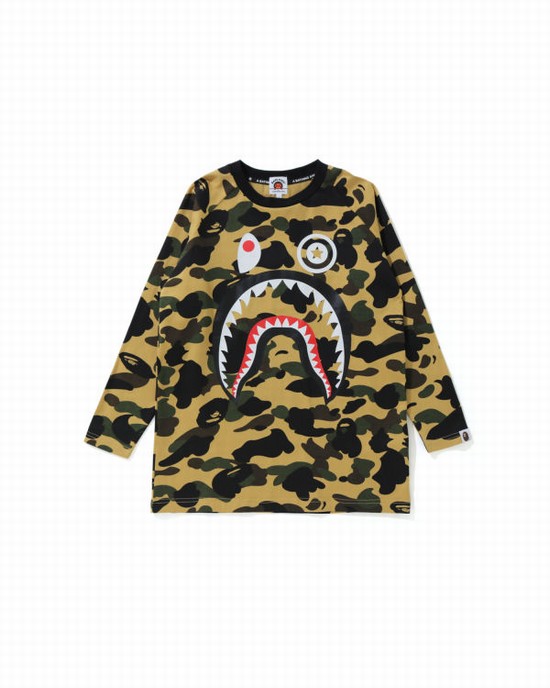 Camiseta Bape 1st Camo Shark 3/4 Sleeve Niños Amarillo | FPOQE-6827