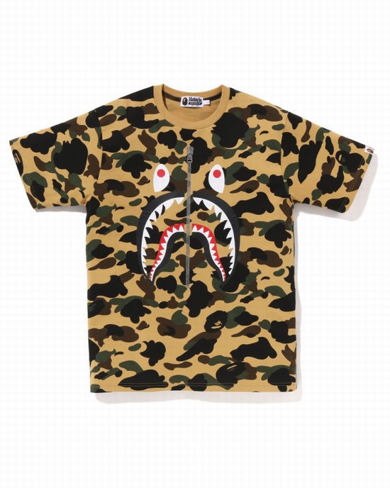 Camiseta Bape 1st Camo Shark Hombre Amarillo | KLRXB-4107