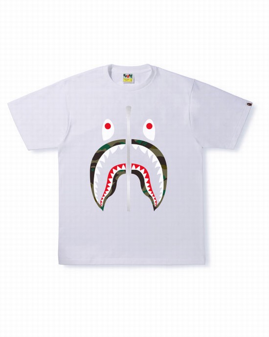 Camiseta Bape 1st Camo Shark Hombre Blancas | YGOPA-3852