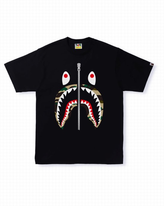 Camiseta Bape 1st Camo Shark Hombre Negras | BVISX-1249