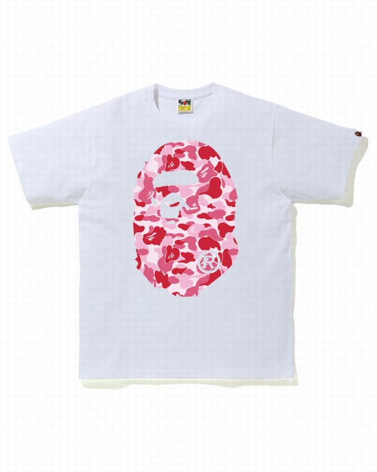 Camiseta Bape ABC Camo Big Ape Head Hombre Rosas | BWFXH-8934