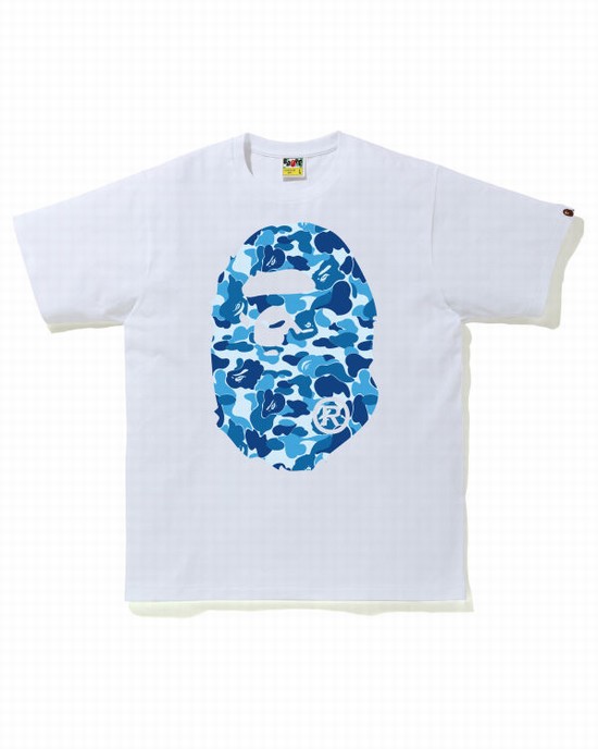 Camiseta Bape ABC Camo Big Ape Head Hombre Azules | DRLIZ-3810