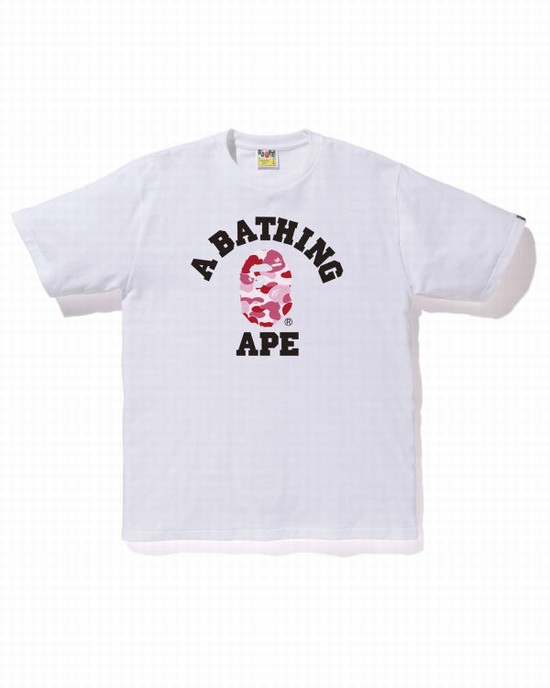 Camiseta Bape ABC Camo College Hombre Blancas | PMJCN-1079