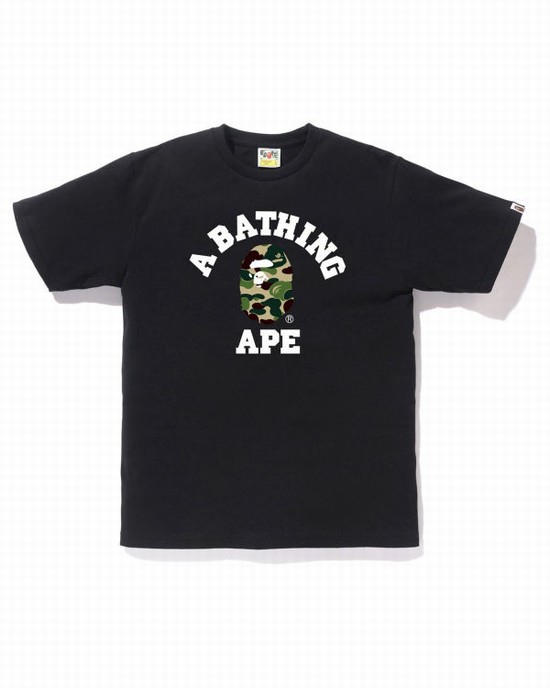 Camiseta Bape ABC Camo College Hombre Negras | EGQSR-8732