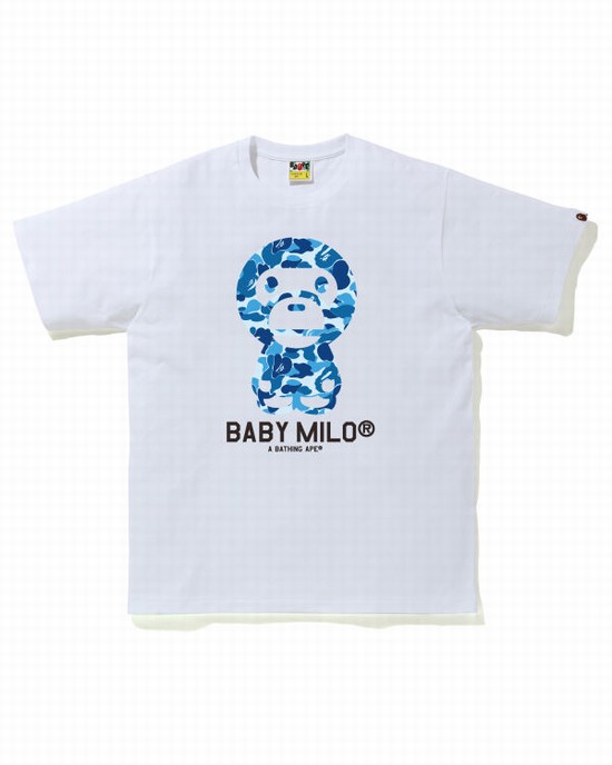 Camiseta Bape ABC Camo Milo Hombre Azules | ZAQPJ-7031