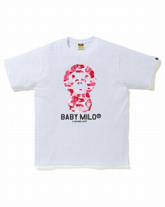 Camiseta Bape ABC Camo Milo Hombre Rosas | RZKVP-0542