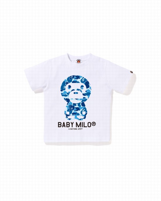 Camiseta Bape ABC Camo Milo Niños Blancas | JXTKG-8257