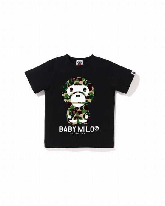 Camiseta Bape ABC Camo Milo Niños Negras | DZILP-2194