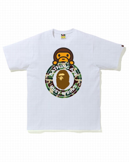 Camiseta Bape ABC Camo Milo On Busy Trabajo Hombre Verde | TRISN-2539