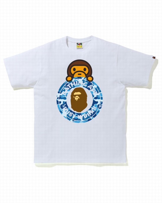 Camiseta Bape ABC Camo Milo On Busy Trabajo Hombre Azules | VJUHP-3542