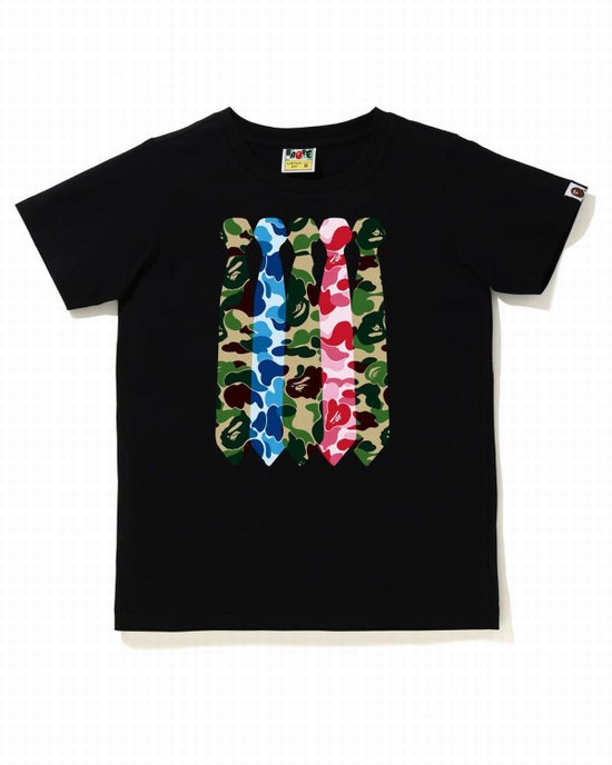 Camiseta Bape ABC Camo Neck Mujer Negras | OJPFK-3190