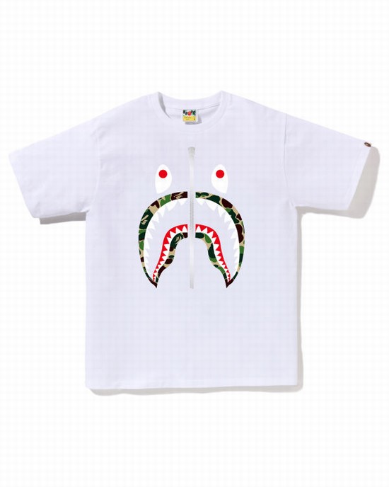 Camiseta Bape ABC Camo Shark Hombre Blancas | LHKME-0389