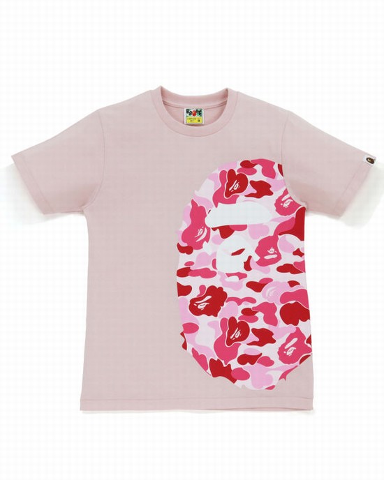 Camiseta Bape ABC Camo Side Big Ape Head Mujer Rosas | XKRPQ-8415