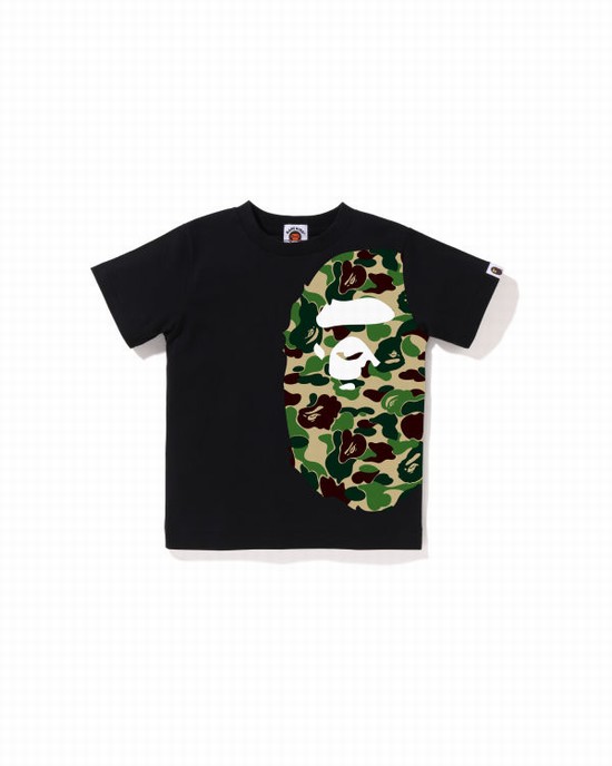 Camiseta Bape ABC Camo Side Big Ape Head Niños Negras | ZRNOT-1604