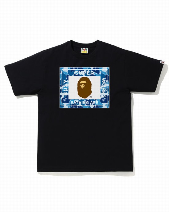 Camiseta Bape ABC Camo Super Busy Works Hombre Azules | CFQUE-9286