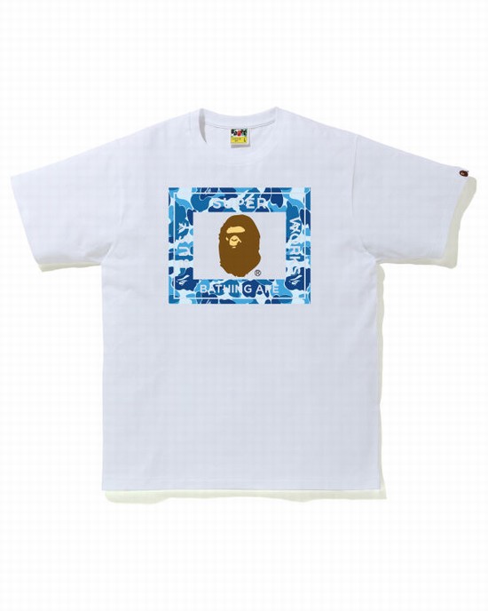 Camiseta Bape ABC Camo Super Busy Works Hombre Azules | HKBSD-4073