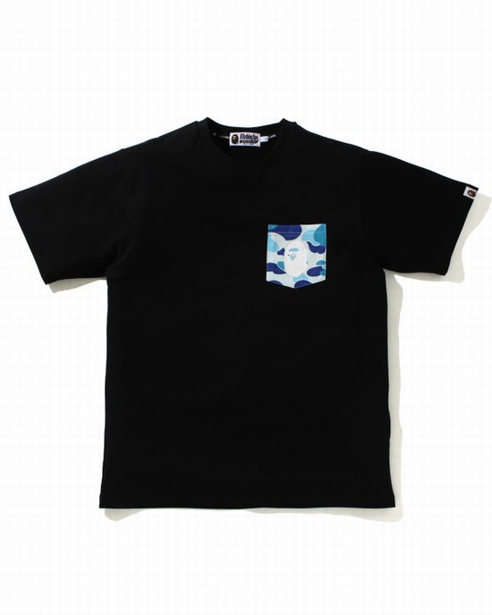 Camiseta Bape ABC Camo pocket Hombre Azules Claro | OHEKM-9208