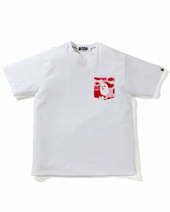 Camiseta Bape ABC Camo pocket Hombre Rosas | KGMXI-2756