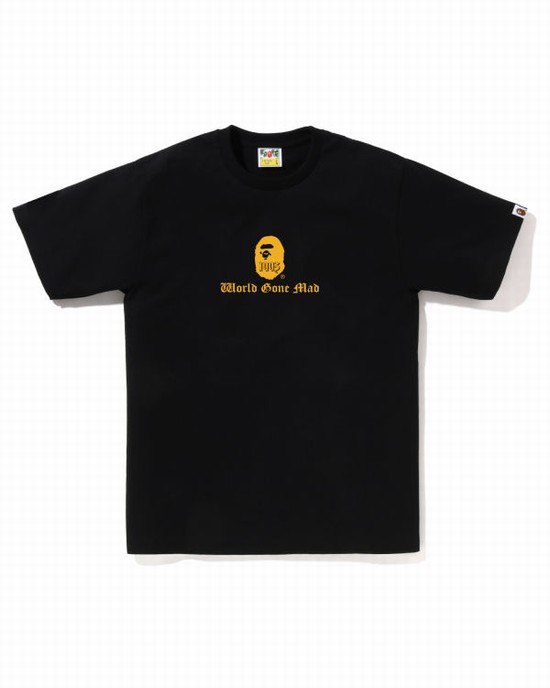 Camiseta Bape A Bathing Ape Logo Hombre Negras | FVWYQ-8154