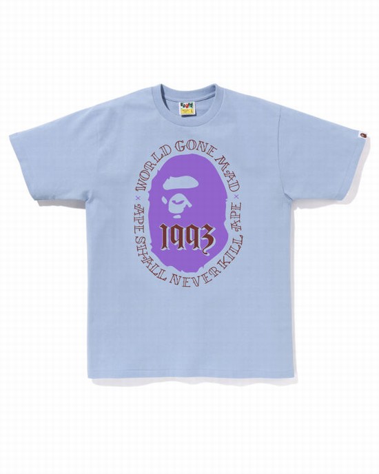 Camiseta Bape Ape Head 1993 Hombre Azules Claro | TVUKH-1735