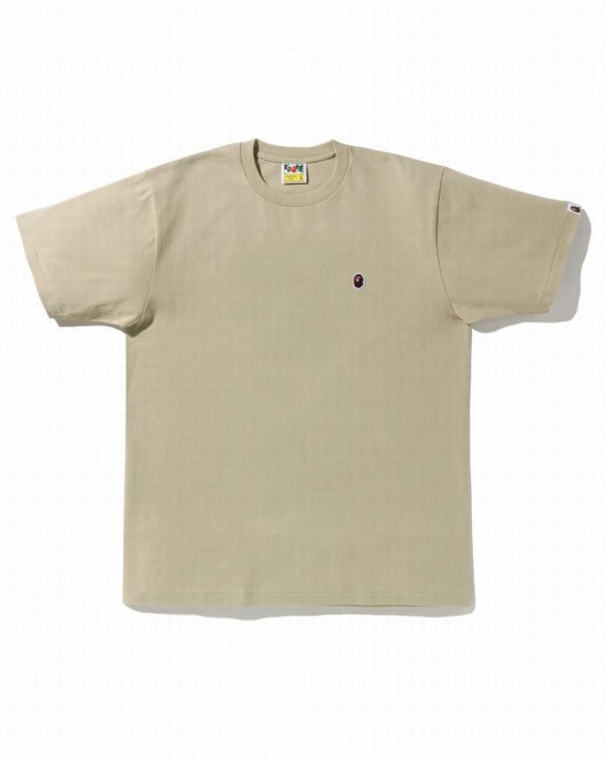 Camiseta Bape Ape Head One Point Hombre Beige | NQPGH-3401