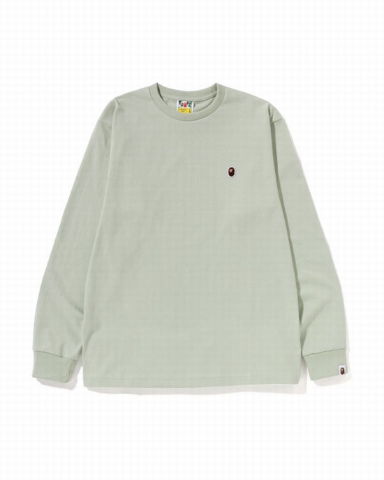 Camiseta Bape Ape Head One Point L/S Hombre Verde | ETLPI-8394