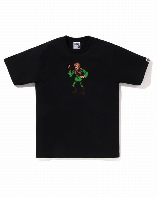 Camiseta Bape Ape Hombre Negras | AGNKY-9816