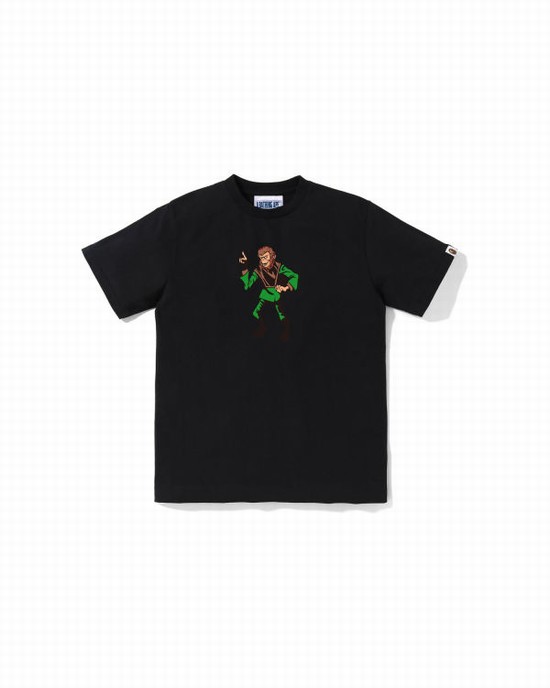 Camiseta Bape Ape Jr Niños Negras | GKTAX-3940