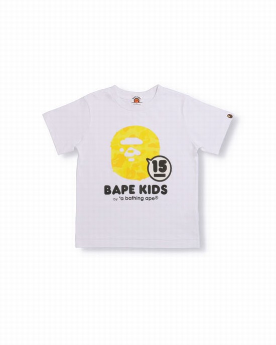 Camiseta Bape BK15th Anniversary ABC Camo Ape Head Niños Blancas | FNIOZ-2571