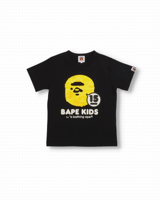 Camiseta Bape BK15th Anniversary ABC Camo Ape Head Niños Negras | LXZGY-0162