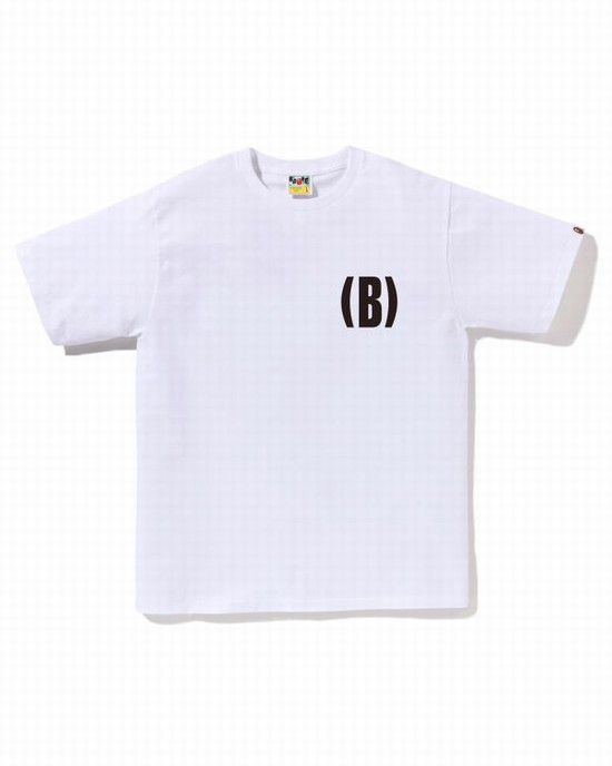 Camiseta Bape B One Point Hombre Blancas | MVBPF-1250