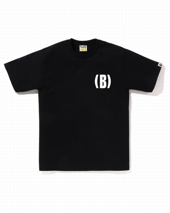 Camiseta Bape B One Point Hombre Negras | YQIUM-6580