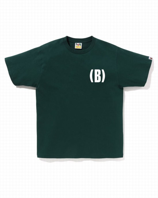 Camiseta Bape B One Point Hombre Verde Oscuro | AXSQP-1682