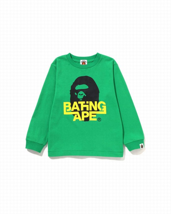 Camiseta Bape Bathing Ape Ape Head L/S Niños Verde Menta | DGKEN-2937